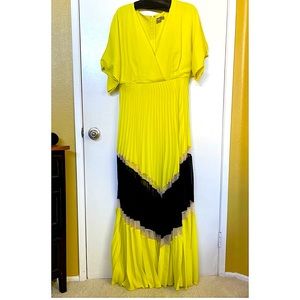 Black and yellow maxi dress.